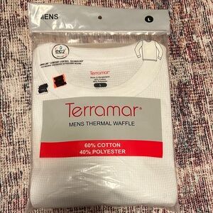 Terramar Men's White Thermal Waffle Long Sleeve Shirt